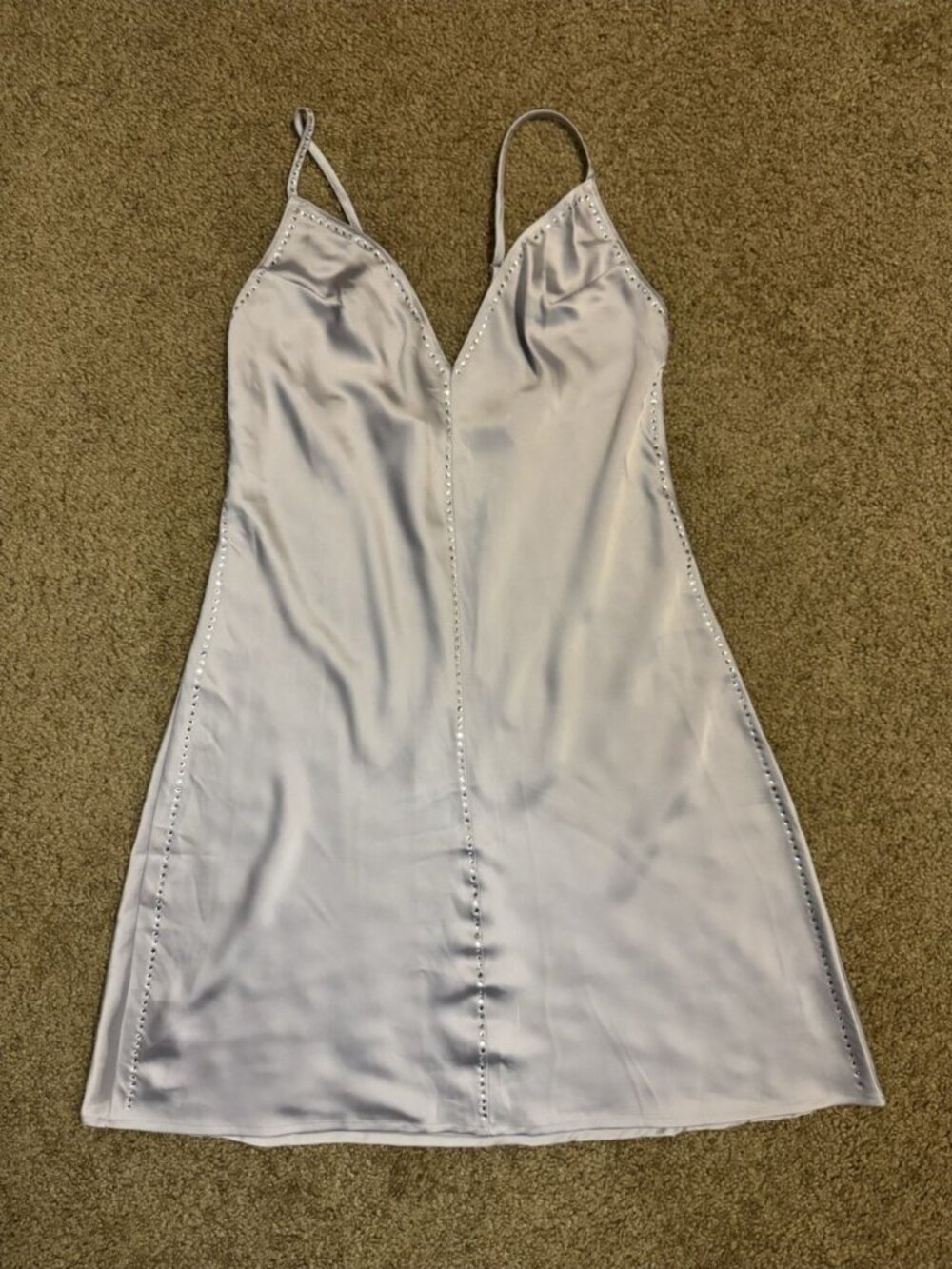 VICTORIAS SECRET Satin Slip Dress Rhinestone MEDIUM Feminine Sexy Date Romantic - Picture 6 of 10